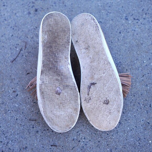 Loeffler Randall Logan Tassel Sneaker Nude Leather 10.6" Footbed Quiet Luxury - Picture 7 of 8